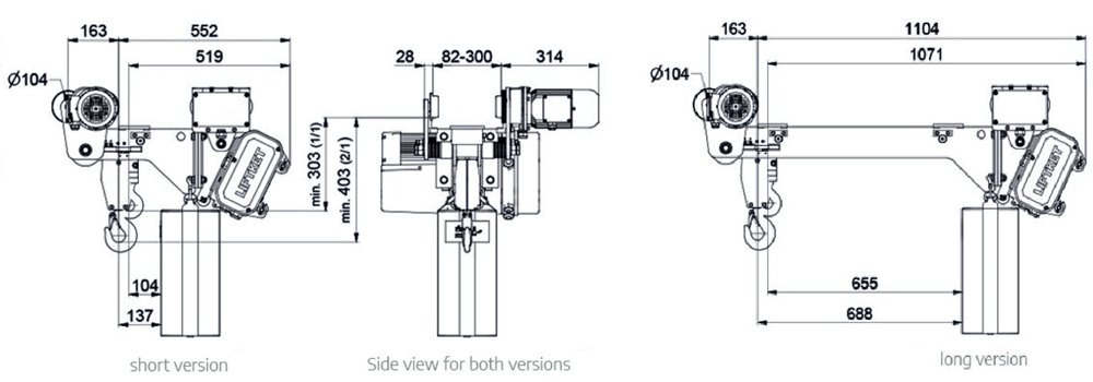 liftket low headroom hoist dimensions