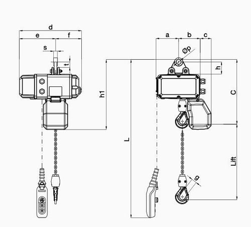 misia MH hoist eye suspension dimensions